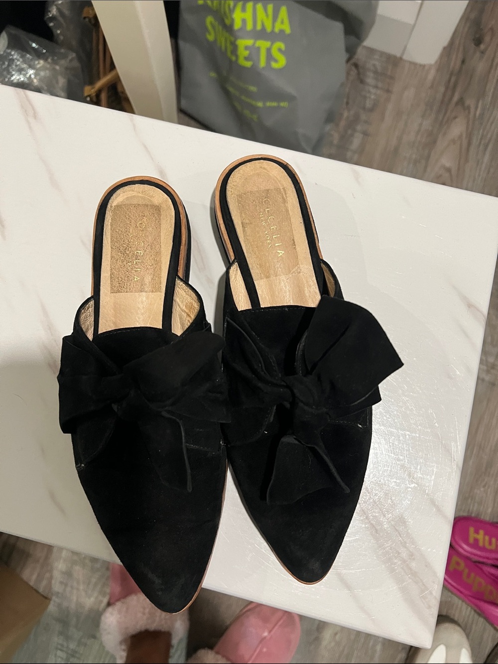 Black Bow Mule Slides - Dress Shoe